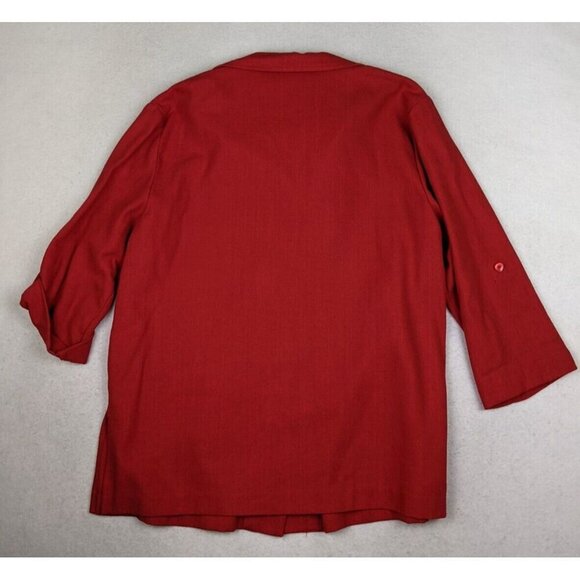 REQUIREMENTS - WOMEN'S RED WOVEN BUTTON-UP TOP - SIZE 16 - ROLL TAB - Picture 5 of 6